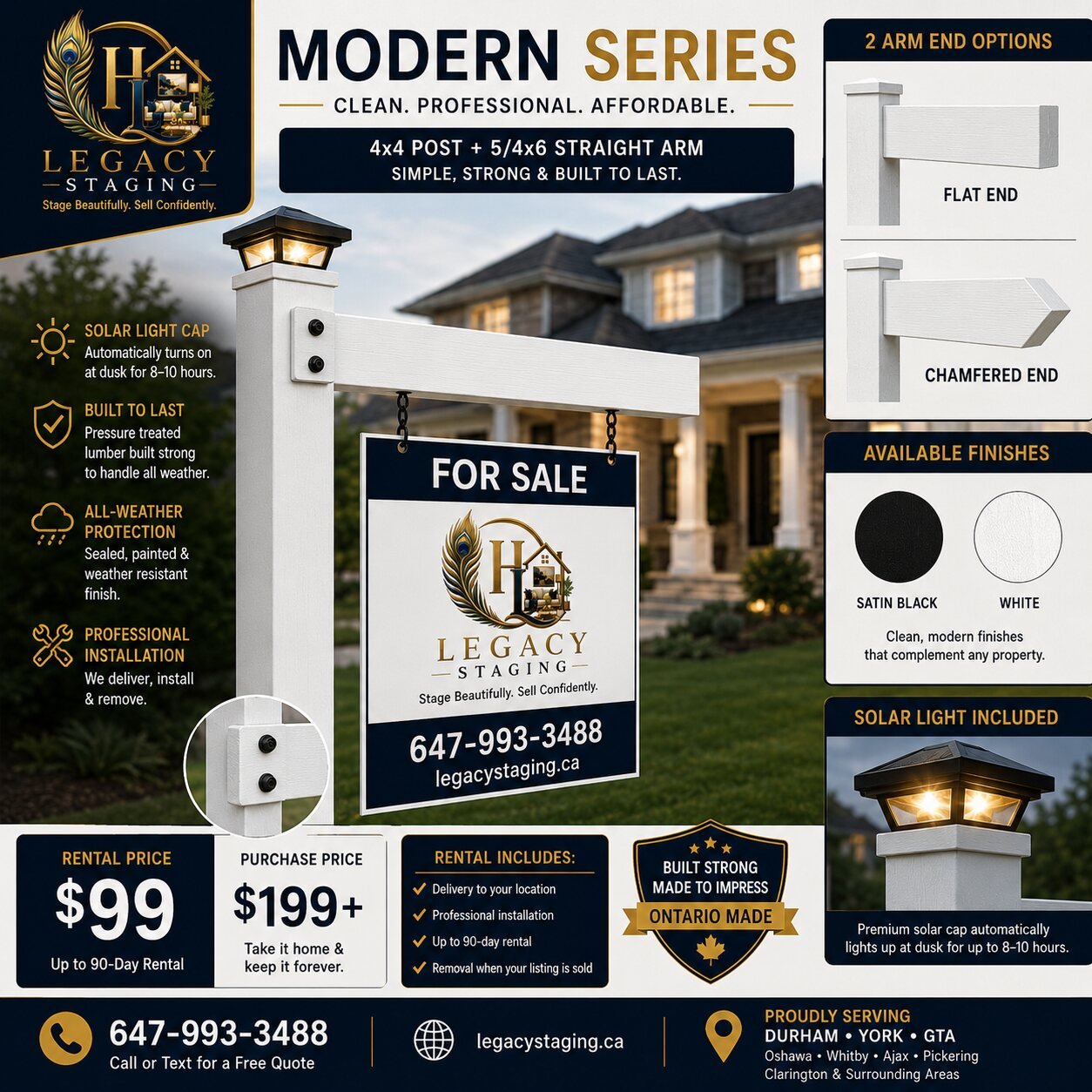 Modern Series real estate sign post rental Durham York GTA